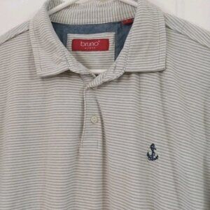 Bruno Milano Men's Size Large Gray Striped Short Sleeve Super Soft Polo Shirt